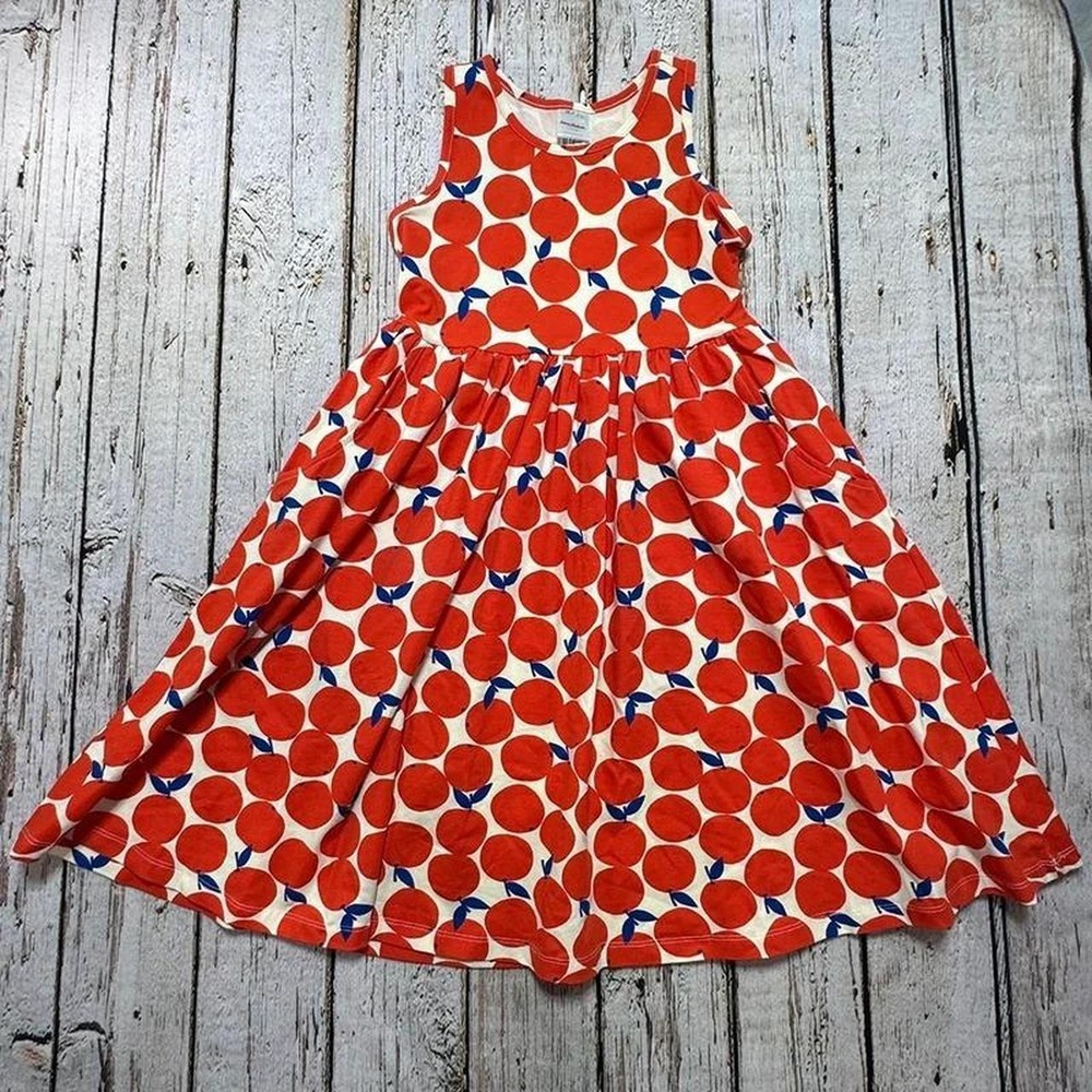 Hanna Andersson Girls Apple Print Sleeveless A-Line Dress 140/10